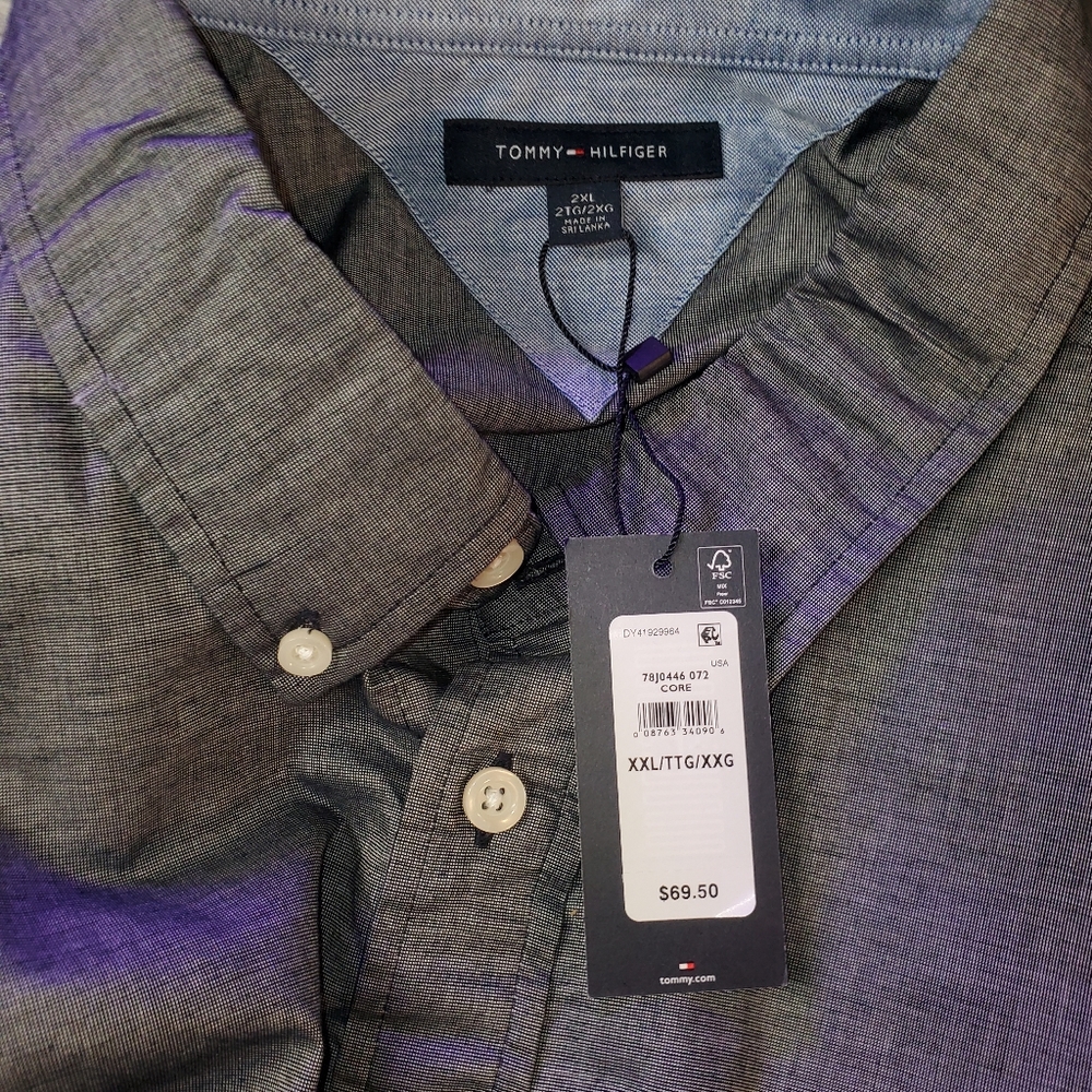 Tommy Hilfiger Gray Long Sleeve Collared Button Down Shirt Men's Sz. XXL NWT